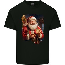 T-Shirt En Coton Léger Traditionnel De Noël Avec Santa Et Biscuits