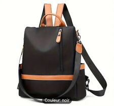 Sac À Dos Tendance Couleur Noir, Sac À Dos Multi-poches Décontracté.