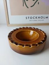 CENDRIER AMBRÉ CÉRAMIQUE VINTAGE 1960 CENDRIER DE TABLE DÉCORATION GRAND