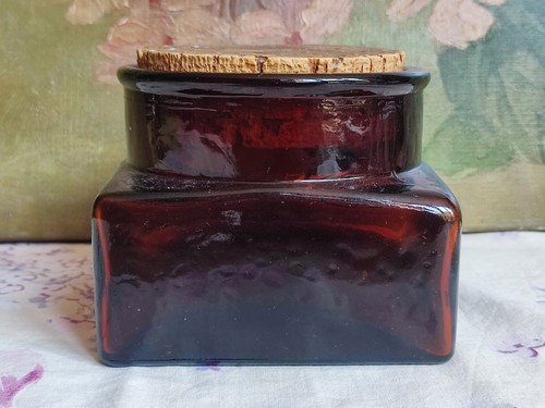 Ancien bocal verre ambre - ancien,