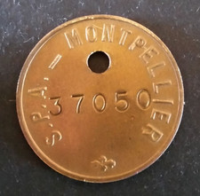 Jeton d'identification chiens années 70 "SPA - Montpellier / Refuge de Maurin"