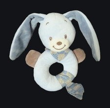 *. DOUDOU HOCHET ROND NATTOU LAPIN  BIBOU  Bleu taupe foulard ETAT NEUF*