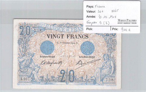Billet france francs bleu - billet, 20