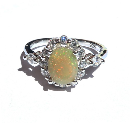 Bague opale feu argent - de,