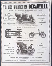 1900' Automobiles Decauville Voitures  Carosserie Chassis Paris Old Publicité