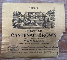 Étiquette Château Cantenac Brown 1978 - Margaux - 150 cl