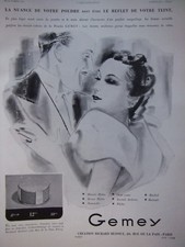  PUBLICITÉ DE PRESSE 1935 POUDRE GEMEY LE REFLET DE VOTRE TEINT - ADVERTISING