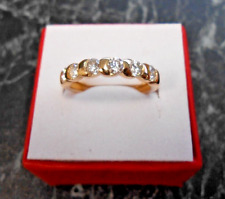 Bague demi alliance or jaune 18K sertie de 6 diamants H-VVS  poincon aigle  T 54