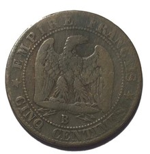 5 centimes, Napoléon III, Second Empire, 1856 B