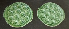 Gien 2 assiettes barbotine à escargot vertes