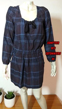 Comptoir des Cotonniers Taille 36  robe manches longues marron bleu coton