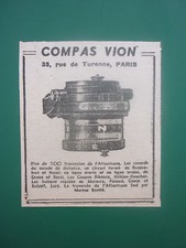 1936-1940 PUB COMPAS VION RECORDS AERONAUTIQUES + 100 TRAVERSEES ATLANTIQUE AD