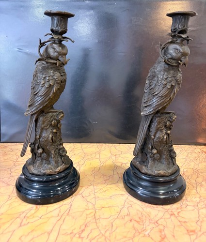 Paire bougeoirs bronze - de,