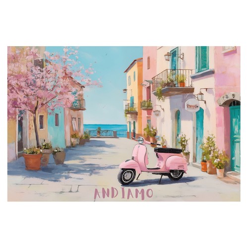 Affiche scooter rose art - rose, |
