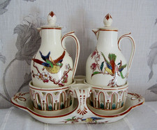 ANCIEN HUILIER VINAIGRIER FAIENCE LUNEVILLES K & G FIN XIXème siècle Oiseaux