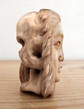 MAGNIFIQUE JANUS ANCIEN EN OS CRÂNE VANITÉ MEMENTO MORI TOTENKOPF SKULL 2 HEADS