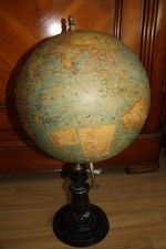 Ancien grand globe terrestre  J FOREST Géographe  Pied Bois mappemonde  1940