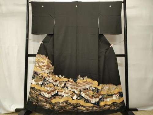 Kimono japonais noir tomesode