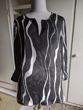 TUNIQUE NOIRE SATIN POLYESTER MOTIFS BLANC T . M