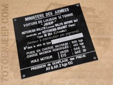 PLAQUE PLAQUETTE LABEL ALU HOTCHKISS M201 ARMEE DISTRI 24V P us ww2 jeep willys