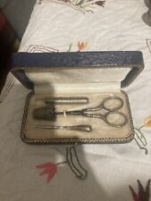 NECESSAIRE POUR LA COUTURE ARGENT ETUI FIN XIX