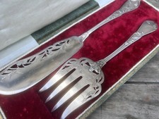Orfèvre Boulenger Service a Dessert Poisson Gâteau Argenterie Art Nouveau Ancien
