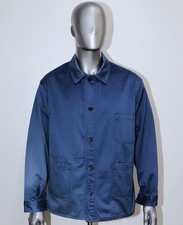 French Vintage 1970s Blue Moleskin Work Chore Jacket Size L Made in France