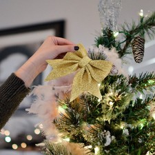  4pcs or poussière bricolage arcs de noël décoration d'arbre vitrine suspendus