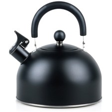 Bouilloire Sifflante Acier Noir 3L Thé Café Cuisine Moderne