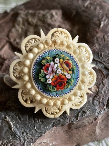 Ancienne broche micromosaïque - broche,