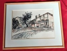 Superbe fusain et pastel  par
