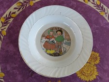 Plat Rond Creux Moulin des Loups et Hamage Scène d Enfants Saison Hiver 25,5cm