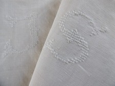 Drap XIXéme fine toile pur lin chiffré J S (2)