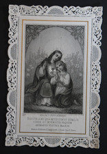 Image pieuse  dentelle canivet lace holy card Jésus Christ communion fin 19ème