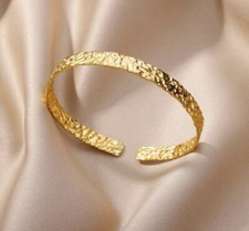 Bracelet Femme En Acier Inoxydable Doré Or Bijoux Jonc Jaune Accessoire De Mode