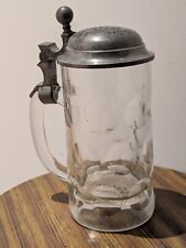 Chope a bière ancienne, Löwenbräu, München, couvercle en étain 50cl