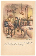C'est parce que dans le buffet... CPA colorisée Fantaisie non circulée ~1930