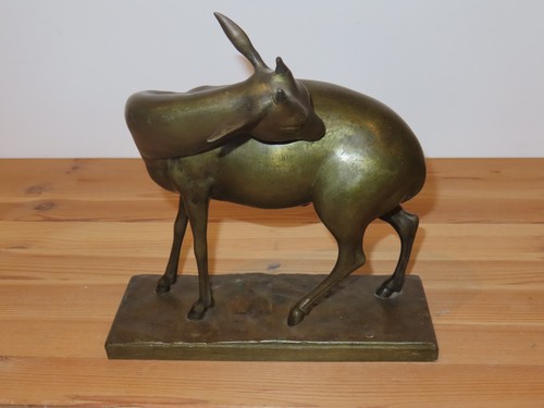 Statue bronze biche signée - biche,