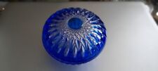 Cristal d'arques bonbonnière ou vide poche en cristal bleu taille pavane Neuf