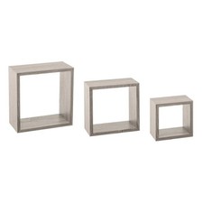 Lot de 3 Étagères Murales "Cube" 25cm Chêne Gris