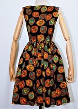 French Vintage 50s sleeveless multicolor print rayon dress siz 4 made in France