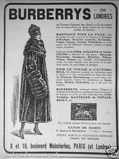 Publicité 1917 burberrys - publicitÉ, de