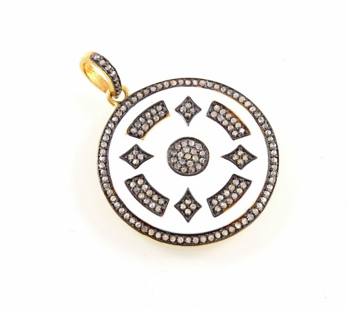 Diamant pavé émail pendentif - pavé,
