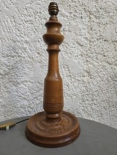 Ancienne lampe pied bois tourné Monoxyle dlg Charles Dudouyt vintage vers 1940.