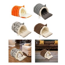 Lit-chausson pour animaux de compagnie avec cachette confortable à capuche