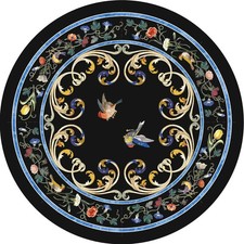 Noir Marbre Table Top 30 " Rond Pietra Dura Décorative Handmade Décor Maison