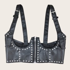 Femme Simili Cuir Rivet Large