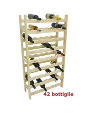 Petite Cave Bouteille Vin 42 Places en Bois Naturel Poli 63x25x98 CM