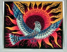 TABLEAU CANEVAS TAPISSERIE VINTAGE STYLE LURÇAT JEAN PICARD LE DOUX  80x65cm