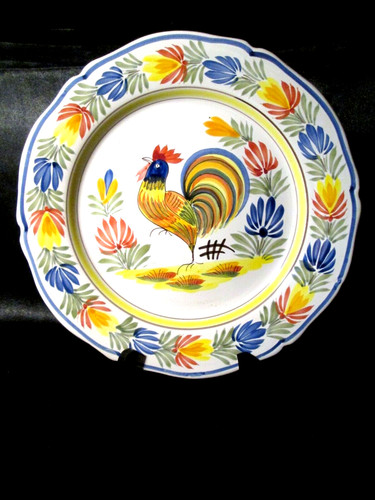 Assiette murale polychrome coq - polychrome,